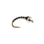 BLACK-ZEBRA-MIDGE with tungsten beadhead fly(price for 12 pieces)