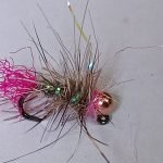 Pink athron tail hares ear tungsten nymph fly (price for 12 flies)