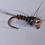 Pheasant silver wire peacock/black lite euro tungsten (price for 12 flies)