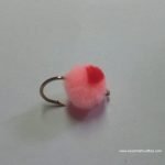 Peach red hotspot egg  fly BARBED READY TO SHIP  (price for 12 flies)
