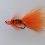 black and orange egg sucking leech  fly with Salmon single hooks  READY TO SHIP(price for 12 flies)
