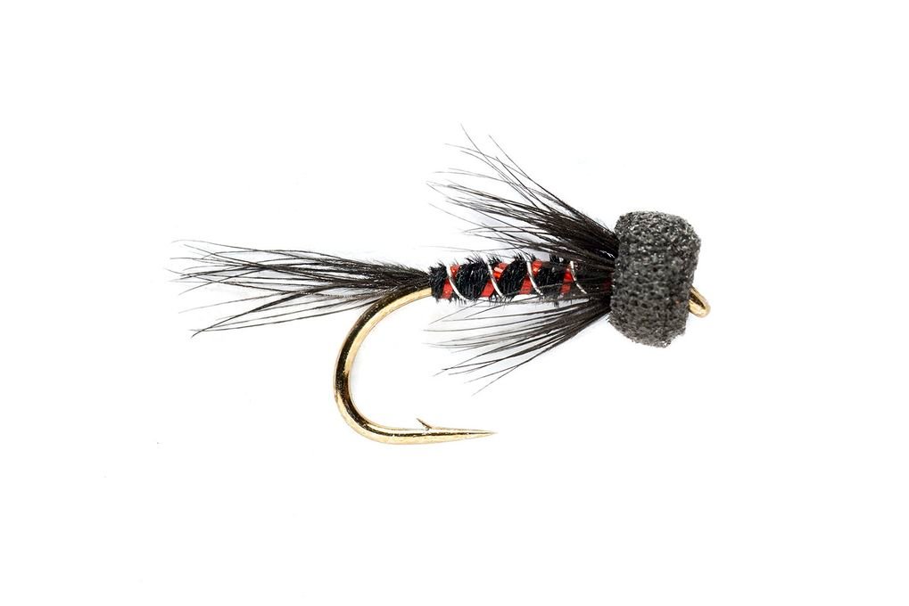 Robs-Foam-Head-Black-Cruncher.jpg Robs-Foam-Head-Black-Cruncher dry fly (prices for 12 flies) - Image 1