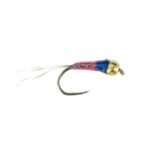 Peary red/ blue throat  perdigon tungsten fly  (price for 12 flies)