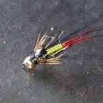 CHARTREUSE RED BIOT COPPER JOHN NYMPH(with tungsten goldhead ( PRICE FOR 12 PIECES)