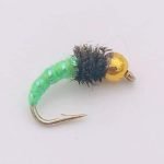BEADHEAD BRIGHT GREEN CADDIS  WITH TUNGSTEN BEAD(PRICE FOR 12 FLIES)