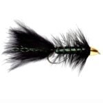 FLASHBACK CRYTAL WOOLLY BUGGER BLACK CONEHEAD STREAMER (PRICE FOR 12 PICES)