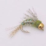 TGN BEADHEAD BIRD OF PREY OLIVE NYMPH  WITH TUNGSTEN BEAD(PRICE FOR 12 PIECES)
